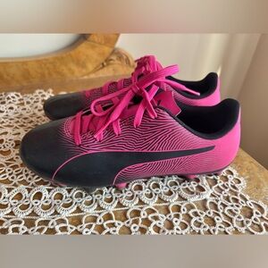 Puma Black and Hot Pink Soccer Cleats